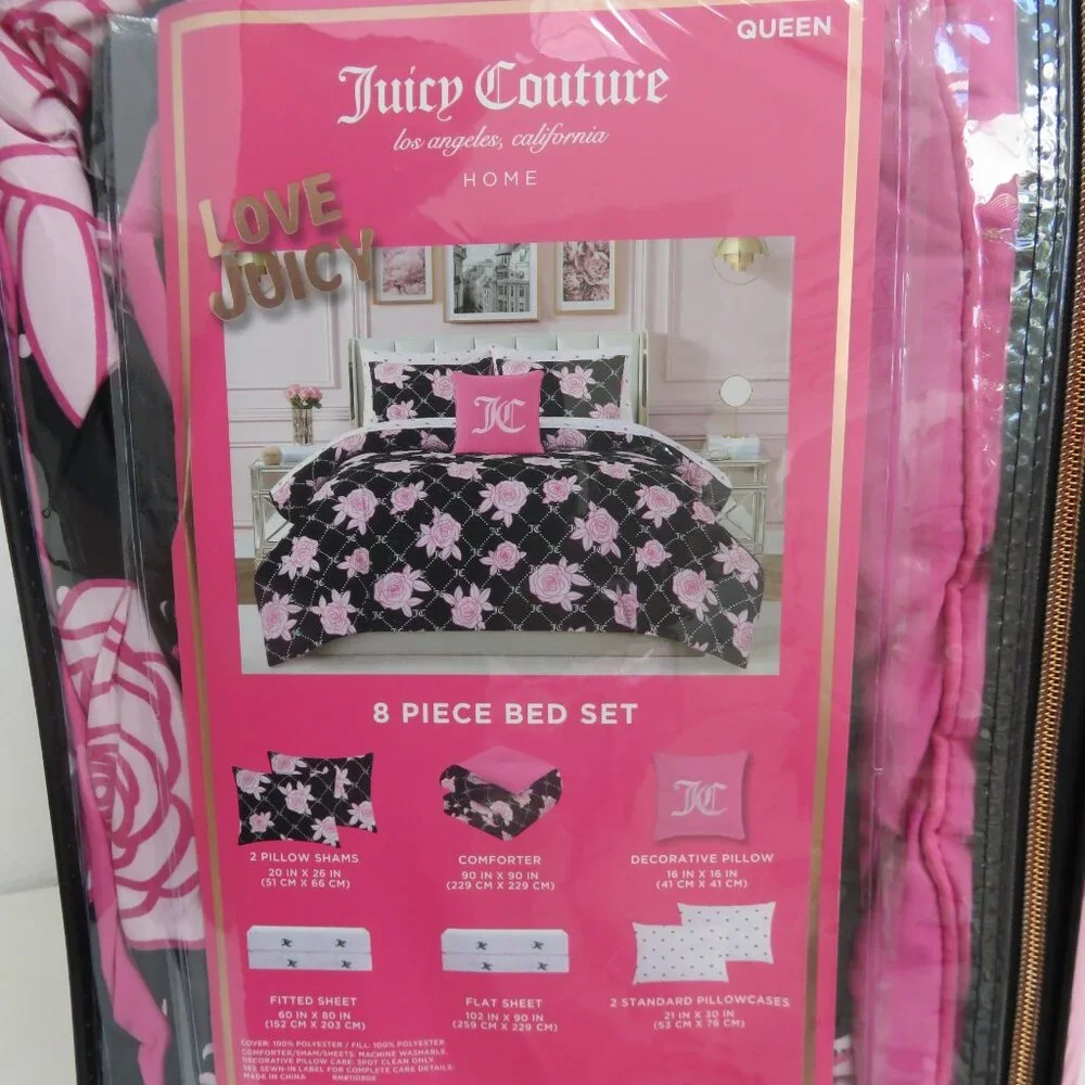 Juicy couture PInk & Black queen 8-piece comforter Bedding sets